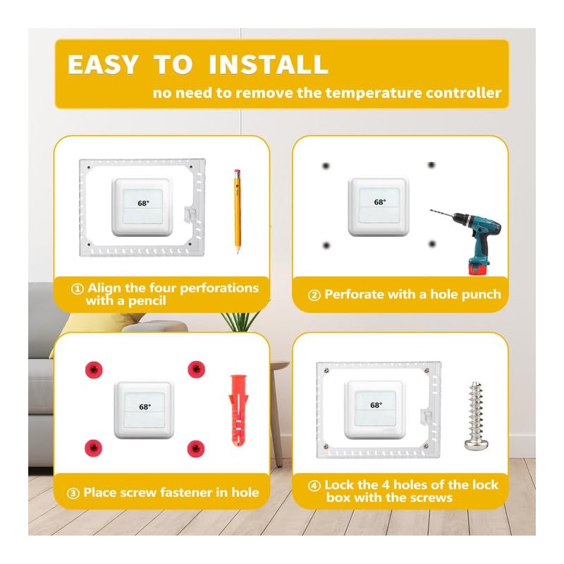 TRJ 2 PCS Large Thermostat Lock Box with Key, Clear