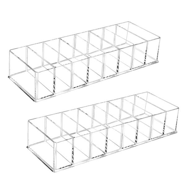 QINERSAW Set of 2 Removable Cosmetic Organiser Drawer 8 Compartments Make Up Storage Boxes Beauty Organiser Makeup Storage Transparent Cosmetic Box for Washbasin Bathroom