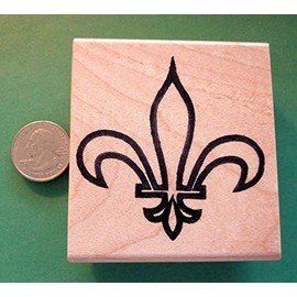 Wooden Mount Rubber Stamp for Card Making Large Fill-in Fleur de Lis, Wood Mounted Rubber Stamp - Shrinky-Dinks