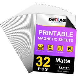 DIYMAG Printable Magnetic Sheets, 32Pcs 8.5 x 11 Inch Flexible Magnet Sheets Matte Non Adhesive Magnetic Paper for Inkjet Printer Photo DIY Crafts