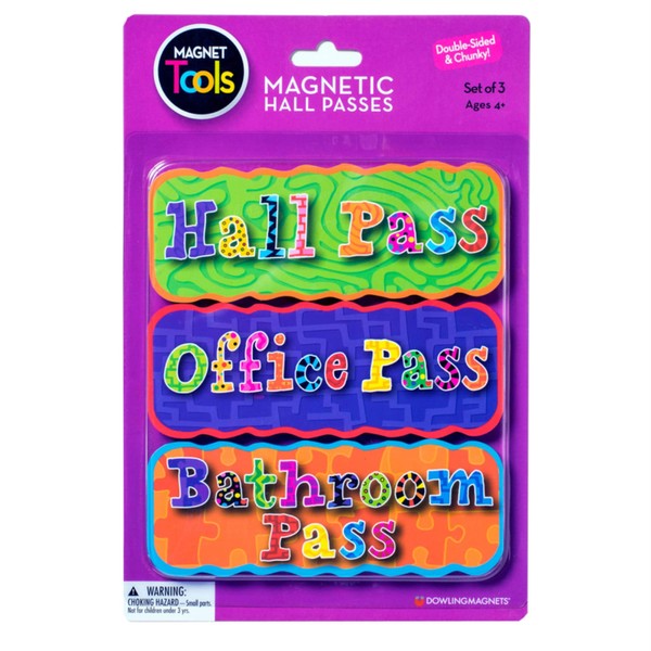 Dowling Magnets DO-735204 3 Piece Magnetic Hall Pass Set, 0.5" Height, 9.88" Wide, 7" Length (3 per Package)