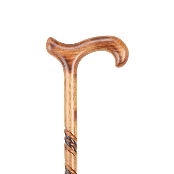 Derby Handle with Gold Tones and Spiral Wood Shaft