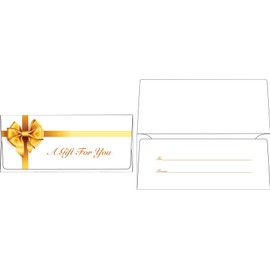 LUXPaper Currency Envelopes | 2 7/8" x 6 1/2" | A Gift To You - Gold Bow - White | 70lb. Text | 50 Qty