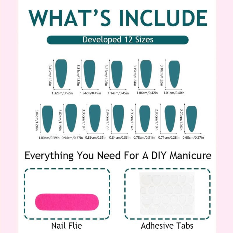 24Pcs Press on Nails, Wsimily Solid Color Stiletto Long Acrylic
