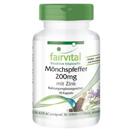 Fairvital Monk Pepper 200 mg with Zinc - Vitex Agnus Castus - High Dose - for 3 Months - Vegan - 90 Capsules
