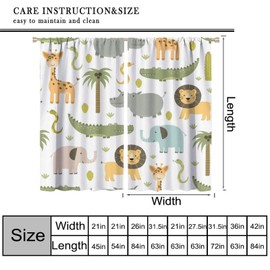 Baby Boy Safari Animals Curtains Woodland Jungle Lion Elephant Pattern Printed Rod Pocket Window Drapes for Living Room Bedroom Nursery Decoration 42"" W X 45"" L, Style-1