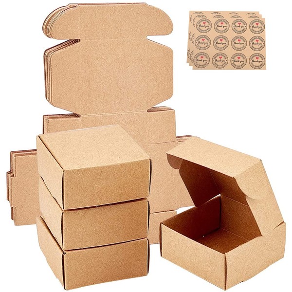 7.5 x 7.5 x 3 cm Brown Kraft Cardboard Gift Box, 30 Pieces Dragees Boxes for Weddings, Small Candy Boxes Gift Box for DIY Parties, Birth Parties, Birthdays, Weddings, Christmas