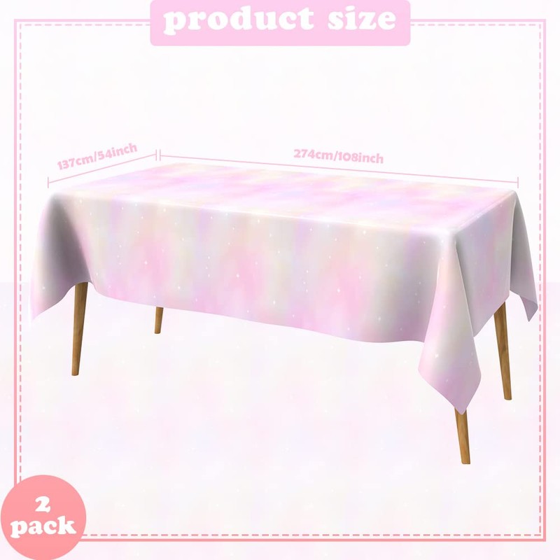 Disposable Rainbow Tablecloth Pastel Rainbow Tablecloths 2 PCS Waterproof Plastic