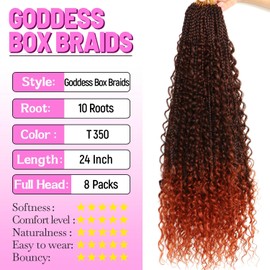 Goddess Boho Box Braids Crochet Hair-8 Packs 24 Inch Crochet Box Braids for Black Women Pre Looped (T350, 24 Inch (Pack of 8))