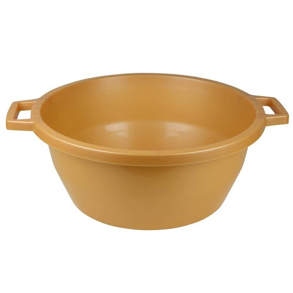 YBM Home Round Dish Wash Basin Dishpan with Handle for Washing Dishes and Soaking, Plastic Portable Dish Tub Design for Camping and Multipurpose for Face Cleansing, 1287-Gold-1