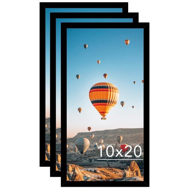 JCJMY 10x20 Picture Frame Set of 3 Black for Wall
