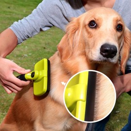 pecute Slicker Dog Brushes,Self Cleaning Pet Grooming Brush- Removes 90% of Dead Undercoat and Loose Hairs,Suitable for Medium and Long Haired Dogs Cats