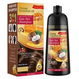 Dark Brown Hair Dye Shampoo 3 in 1 for Women & Men 100% Gray Hair Coverage - Herbal Ingredients Natural Plant Hair Color - Hair Dye in Minutes 500ML