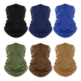 Fuinloth Neck Gaiter, 6 Pack Face Mask Bandana Fishing Cooling Sun Protection Scarf for Men Women Black+Blue+Green+Navy+Sand+Brown