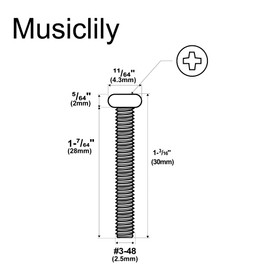 Musiclily Ultra UNC#3-48x1.1 Inch Stainless Steel Humbucker Pickup Mounting Screws for American Made Electric Guitar, Nickel (Set of 20)