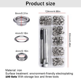 Grommet Tool Kit, Eyelet Pliers Set, Grommet Adjustment Tool and 100 Sets Grommet Eyelets with Storage Box, Grommet Tools for Leather, Tarpaulin, Tents, Awnings, Shoes