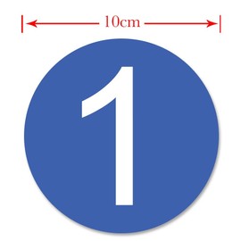 dealzEpic - Large Blue Number Stickers 1 to 5 - Round Self-Adhesive Peel and Stick Vinyl Labels - 10cm (3.94 inches) in Diameter