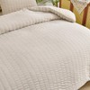 Beige Seersucker Duvet Cover Double Size Puckering Seersucker Bedding Set,2