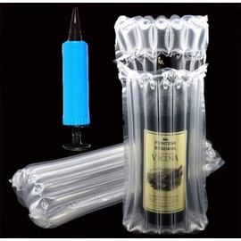 Wine Bottle Protector Gas Column Wrap Bags, Inflatable Air Packaging Bag Travel Transport Air Filled Column Leak proof Cushioning with Pump, 12 Pack