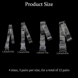 NICENEEDED 12 Pairs Clear Bra Straps, Invisible Transparent Shoulder Bra Strap, Adjustable Shoulder Bra Straps Replacement Non-Slip Removable Transparent Bra Strap