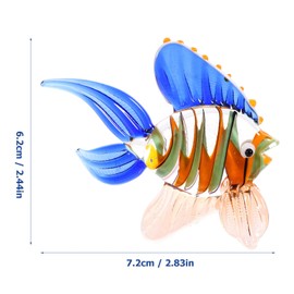 WINOMO Glass Fish Ornaments Color Stained Fish Collectible Figurines Home Glass Fish Decor Marine Theme Desktop Glass Art Ornament for Home Office Desktop Decor Blue