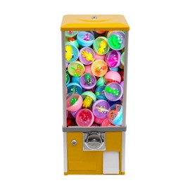 LyeXD Candy Gumball Vending Machine, Big Toy Capsule Vending Machine Bank with Keys, 2 25¢ Coins Per Side, Pinball Vending Machine for 250 1.77" or 1000 1.06" Ball, Yellow