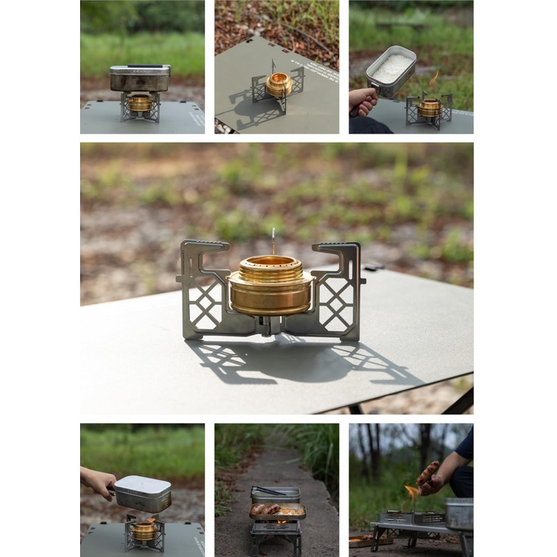 Camping Moon AS-ST+GT-3-DFP Alcohol Burner, Multi-cross Trivet, Stainless Steel Trivet,