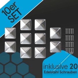 Toolcore® Post Caps Stainless Steel 7 x 7 cm and 9 x 9 cm, 5 and 10 Pieces, Post Cover incl. Stainless Steel Screws, Rust-proof Fence Caps Package