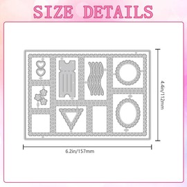 DELORIGIN Stamp Frame Die Cuts for Card Making, Regular Form Carbon Steel Die Cuts Cutting Dies Frame Stencils Scrapbooking Embossing Template Dies for Crafting Photo Album Embossing Invitation