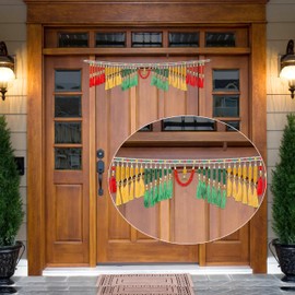 Artificial Door Toran Hanging is made of Colourful Thread Tassels with Moti Beads Set Door Hanging Bandanwar for Home Decor Entrance for Indian New Year Festival Christmas Decorations(Size:-36"X7")