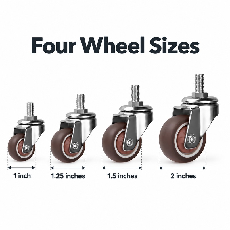 4-Piece Furniture Caster Wheels – 360° Swivel Soft Rubber Casters