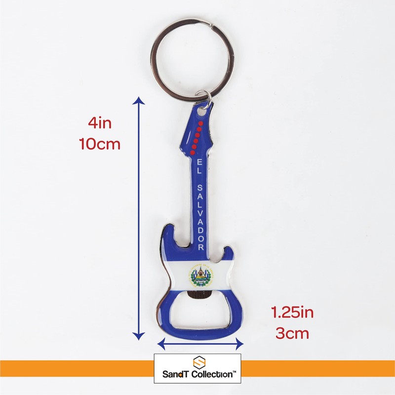 SandT Collection El Salvador Guitar Keychain Bottle Opener - Multi-Functional
