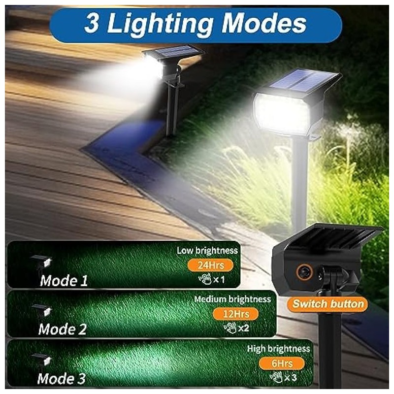 WENATY Solar Spot Lights Outdoor Waterproof IP65, 6 Pack Landscape
