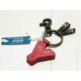 Quitter qt-119 Italian Leather Initial Parts Key Holder, Made in Japan, red
