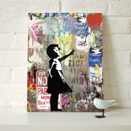 Tucocoo Banksy Street Art Oil Painting by Numbers Kits 40 x 50 cm Banksy Canvas DIY Oil Painting for Children Students Adults Beginners with Brushes and Acrylic Pigment (without Frame)