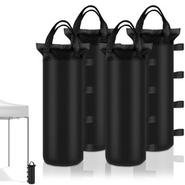 4 Sand Bags for Weight, Heavy Duty Sandbags for Canopy Legs, Extra Large Pop Up Tent Weights, Canopy Weight Bags for Gazebo, Outdoor Sun Shelter, Umbrella - Black, 6"×20", Without Sand
