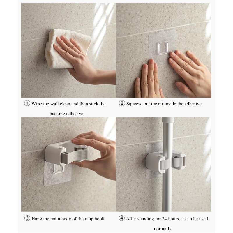 feelP0P0 Broom Holder Wall Mount Mop and Command Broom Hanger