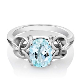 Gem Stone King 925 Sterling Silver Oval Gemstone Birthstone Engagement Ring | Oval 9X7MM | Wedding Anniversary Promise Ring For Women | Available in size 5, 6, 7, 8, 9