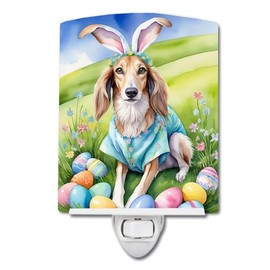 Caroline's Treasures Saluki Easter Egg Hunt Ceramic Night Light Compact, UL-Certified, Ideal for Bedroom, Bathroom, Nursery, Hallway, Kitchen, 6x4x3, Multicolor