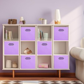 powerking Fabric Storage Box Bins, 2 Pack Foldable Cloth Storage Cube Organizer Drawer with Metal Handle For Closet And Toys Storage,Lavender
