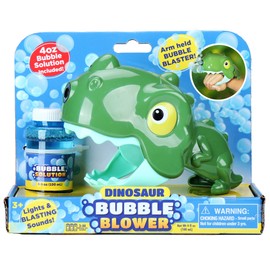 Kid Galaxy Non-Stop Fun Motorized Handheld Dinosaur Bubble Blower with 4 Ounce Premium Bubble Solution for Kids at Age 3 and up