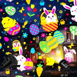 Lingvee Holiday Projector Light with Slides LED Projector Lights Outdoor Reflectors Waterproof Landscape Decorative Lighting Projection Lamp for Party(Bunny)