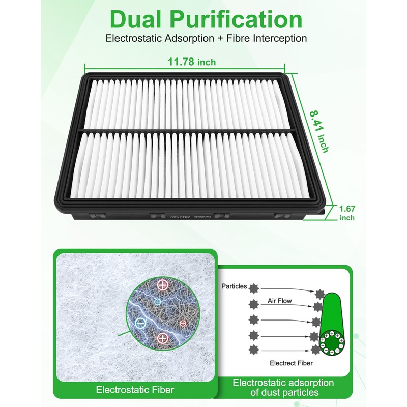 Dacall Engine & Cabin Air Filter Set Fit for Hyundai