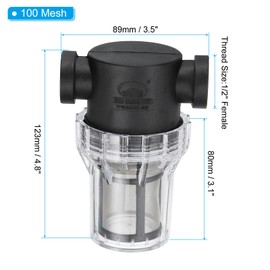 PATIKIL 1/2 Inch Female in-Line Strainer with 100 Mesh Stainless Steel Filter Screen Water Pump Filter for Garden Irrigation Pressure Washer Inlet