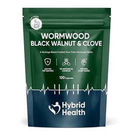 Hybrid Health Wormwood Black Walnut and Clove 600mg Supplement - 120 Vegan Capsules, Optimal Strength Formula, Independently Third Party Lab Tested, 4 Months Supply
