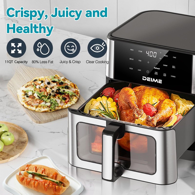DEIME Air Fryer 10.2 QT Oilless 1700W Large Capacity Oven