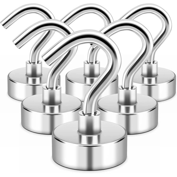 Grtard 6 Pack 25LBS Magnetic Hooks Heavy Duty Neodymium Magnet