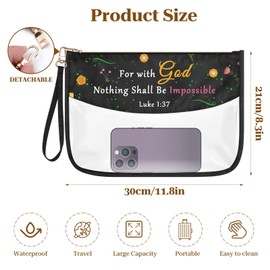 Religious Christian Gifts Bible Verse Clear Cosmetic Bag Inspirational Motivational Gift for Mom Nana Daughter Friend Sister Coworker Zipper Toiletry Pouch Church Faith Gift for Women Makeup Bag