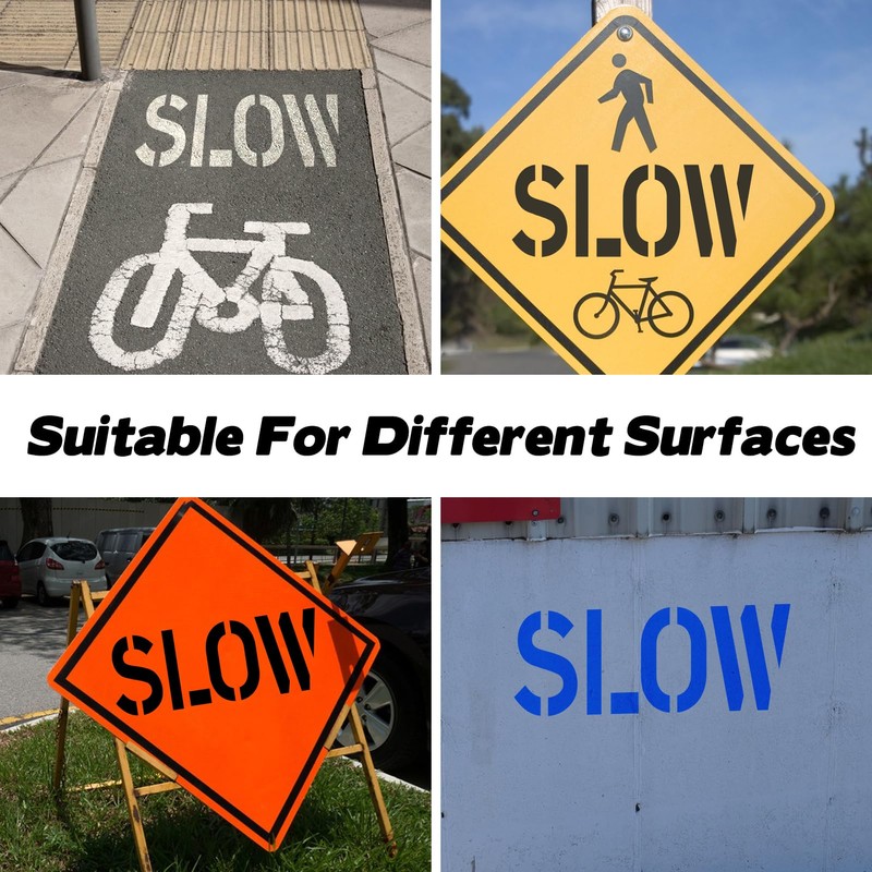 Slow Stencil, 36" Letter Height, Reusable Foldable Silicone Slow Pavement