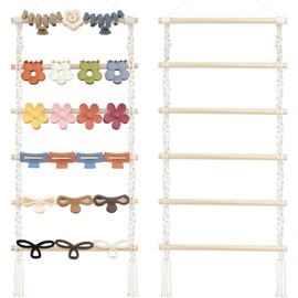 Organizador de pinzas para el cabello macramé montaje en pared con 10 soporte grande que ahorra espacio decoración elegante hogar regalo práctico mujeres y niñas